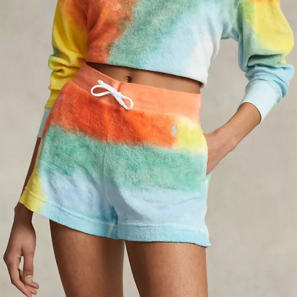 NWT Polo Ralph Lauren Women's Beach Tie Dye Drawstring Terry Short